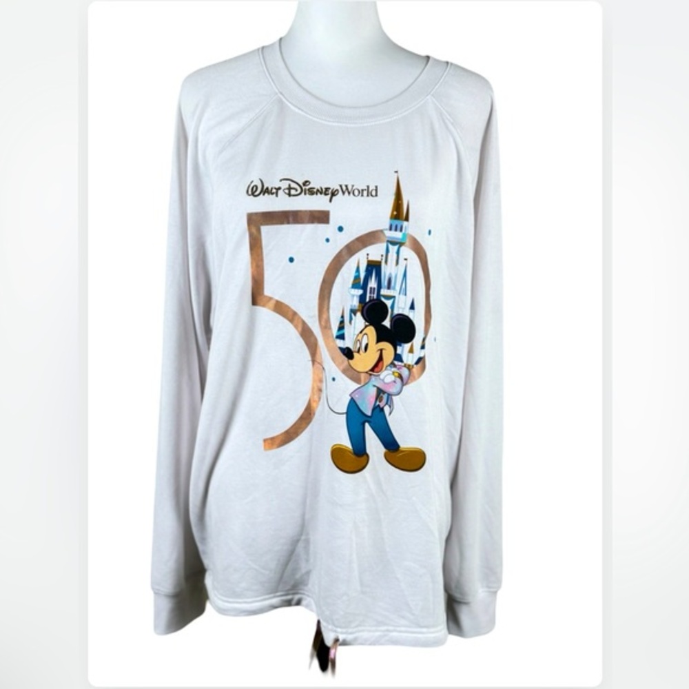 Walt Disney World 50th Anniversary Graphic White Long Sleeve Top XL WDW